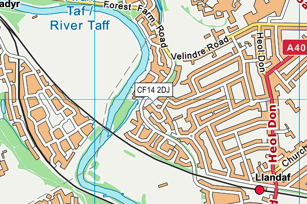 CF14 2DJ map - OS VectorMap District (Ordnance Survey)