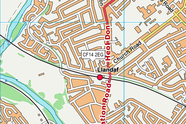 CF14 2EG map - OS VectorMap District (Ordnance Survey)