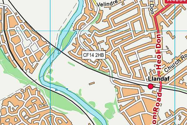 CF14 2HB map - OS VectorMap District (Ordnance Survey)