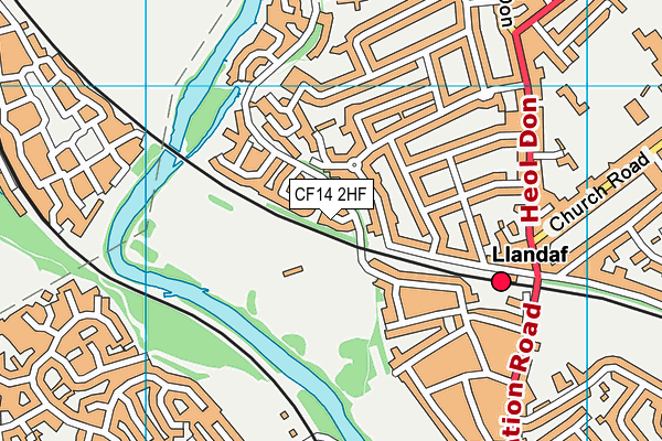 CF14 2HF map - OS VectorMap District (Ordnance Survey)