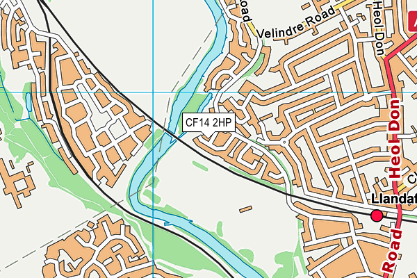 CF14 2HP map - OS VectorMap District (Ordnance Survey)