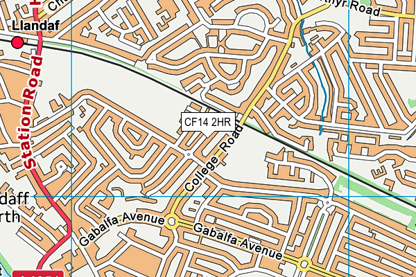 CF14 2HR map - OS VectorMap District (Ordnance Survey)