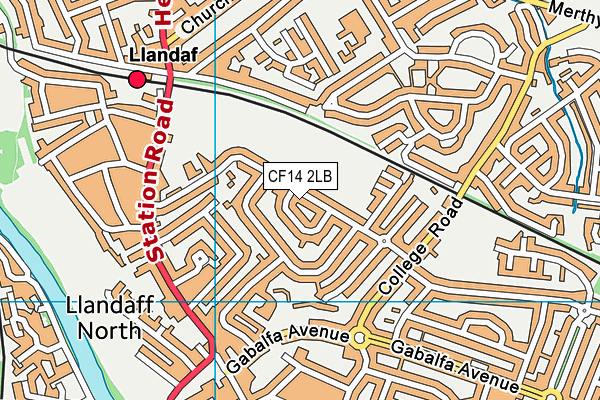 CF14 2LB map - OS VectorMap District (Ordnance Survey)