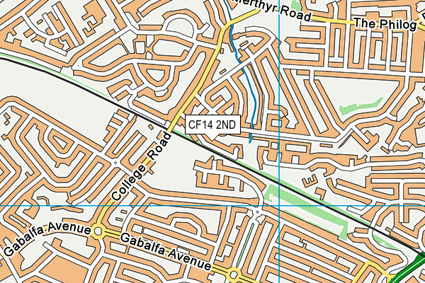 CF14 2ND map - OS VectorMap District (Ordnance Survey)