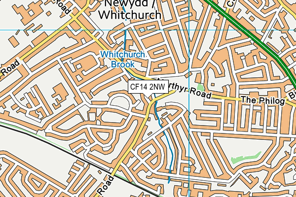 CF14 2NW map - OS VectorMap District (Ordnance Survey)