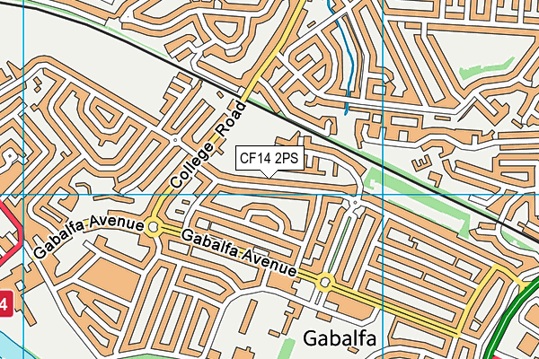 CF14 2PS map - OS VectorMap District (Ordnance Survey)