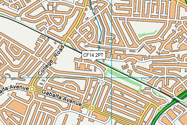 CF14 2PT map - OS VectorMap District (Ordnance Survey)