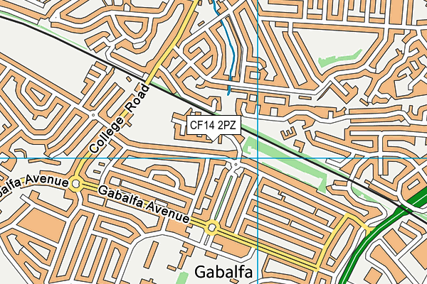 CF14 2PZ map - OS VectorMap District (Ordnance Survey)