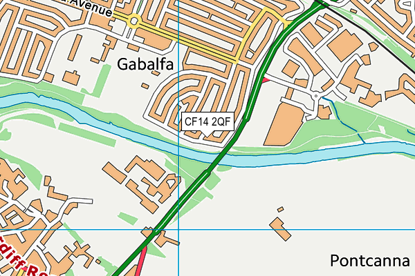CF14 2QF map - OS VectorMap District (Ordnance Survey)
