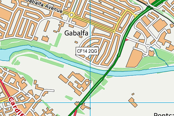 CF14 2QG map - OS VectorMap District (Ordnance Survey)