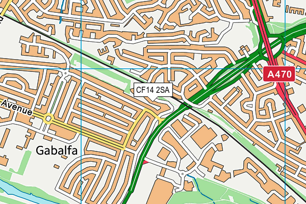 CF14 2SA map - OS VectorMap District (Ordnance Survey)