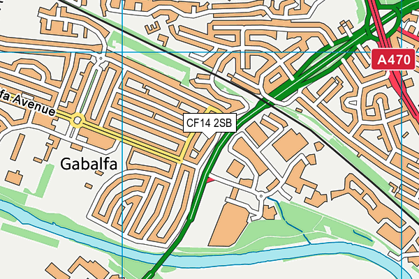 CF14 2SB map - OS VectorMap District (Ordnance Survey)