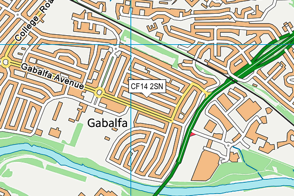 CF14 2SN map - OS VectorMap District (Ordnance Survey)