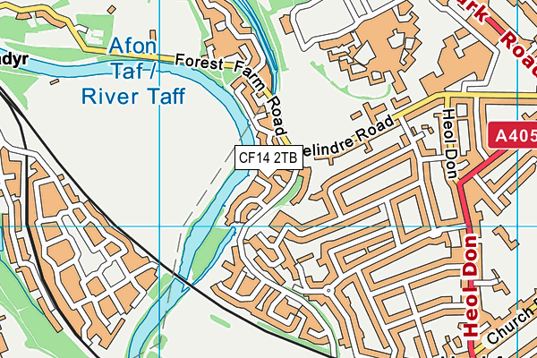 CF14 2TB map - OS VectorMap District (Ordnance Survey)