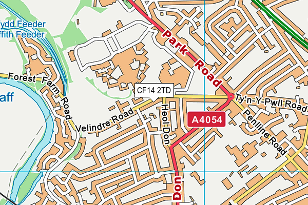 CF14 2TD map - OS VectorMap District (Ordnance Survey)