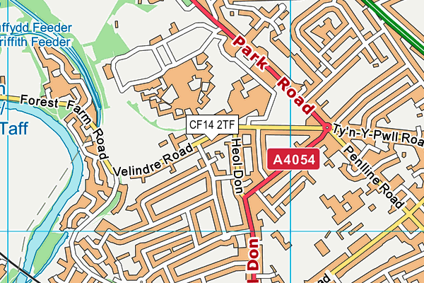 CF14 2TF map - OS VectorMap District (Ordnance Survey)