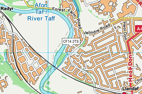 CF14 2TS map - OS VectorMap District (Ordnance Survey)