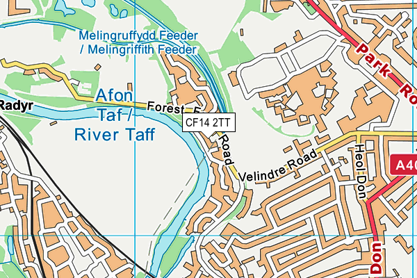 CF14 2TT map - OS VectorMap District (Ordnance Survey)