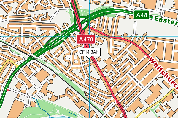 CF14 3AH map - OS VectorMap District (Ordnance Survey)