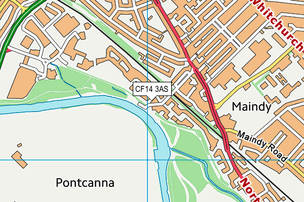 CF14 3AS map - OS VectorMap District (Ordnance Survey)