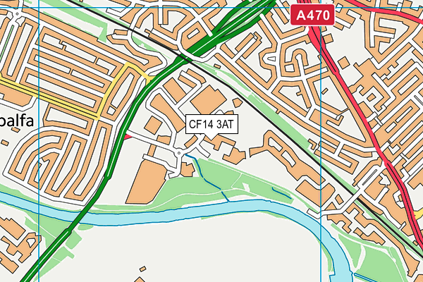 CF14 3AT map - OS VectorMap District (Ordnance Survey)