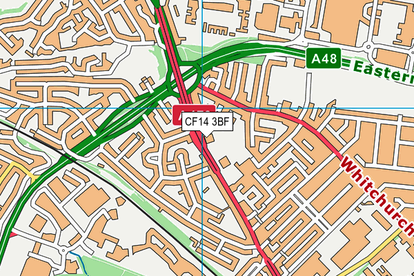 CF14 3BF map - OS VectorMap District (Ordnance Survey)