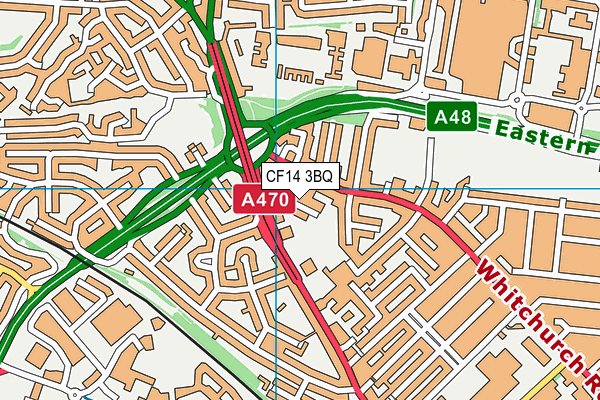 CF14 3BQ map - OS VectorMap District (Ordnance Survey)