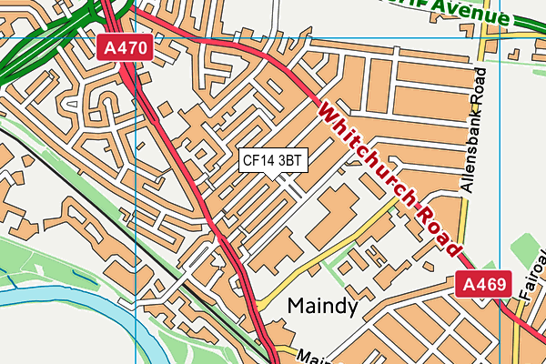 CF14 3BT map - OS VectorMap District (Ordnance Survey)