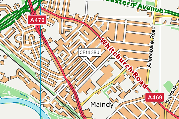 CF14 3BU map - OS VectorMap District (Ordnance Survey)