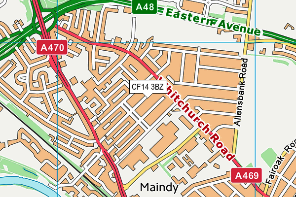 CF14 3BZ map - OS VectorMap District (Ordnance Survey)