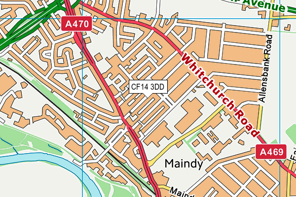 CF14 3DD map - OS VectorMap District (Ordnance Survey)