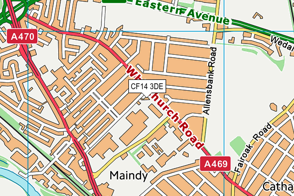 CF14 3DE map - OS VectorMap District (Ordnance Survey)