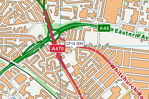 CF14 3DH map - OS VectorMap District (Ordnance Survey)
