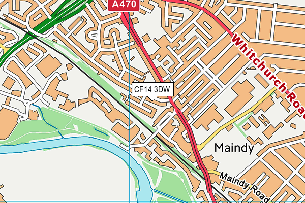 CF14 3DW map - OS VectorMap District (Ordnance Survey)