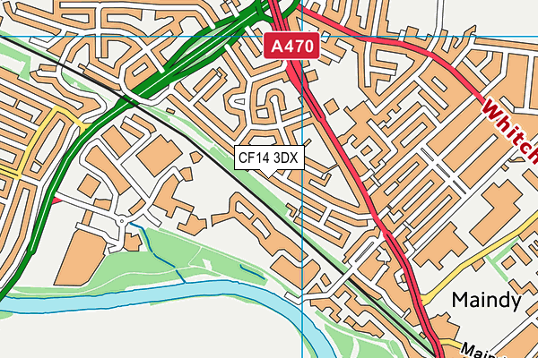 CF14 3DX map - OS VectorMap District (Ordnance Survey)