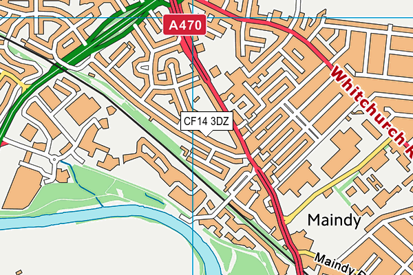 CF14 3DZ map - OS VectorMap District (Ordnance Survey)