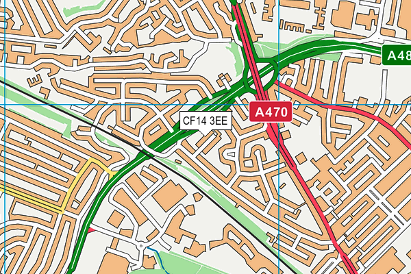CF14 3EE map - OS VectorMap District (Ordnance Survey)