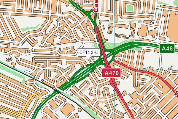 CF14 3HJ map - OS VectorMap District (Ordnance Survey)