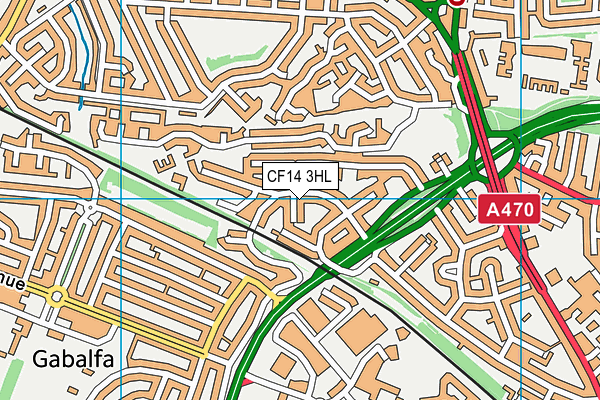 CF14 3HL map - OS VectorMap District (Ordnance Survey)