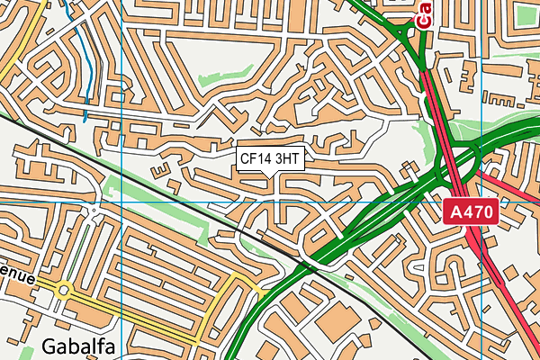 CF14 3HT map - OS VectorMap District (Ordnance Survey)