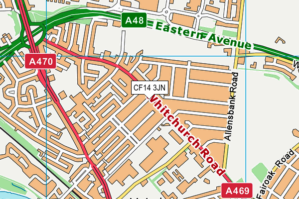 CF14 3JN map - OS VectorMap District (Ordnance Survey)