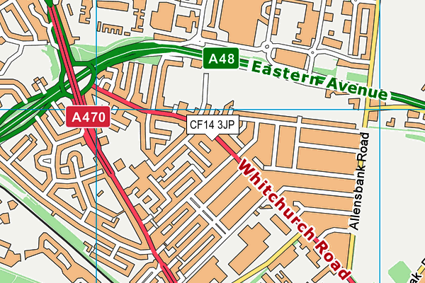 CF14 3JP map - OS VectorMap District (Ordnance Survey)