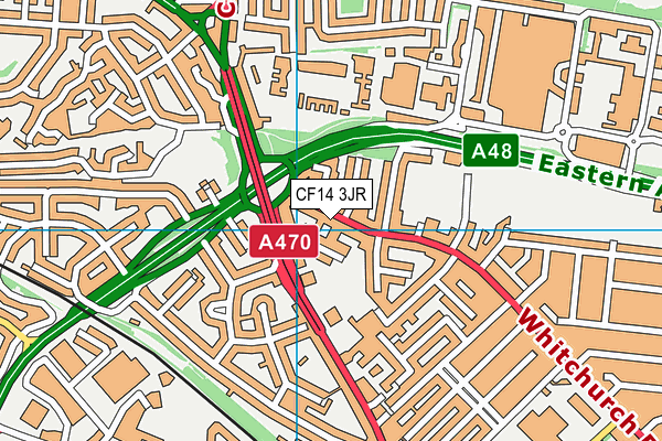 CF14 3JR map - OS VectorMap District (Ordnance Survey)
