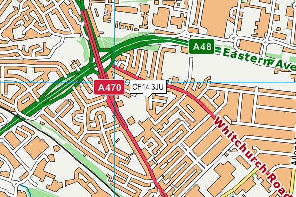 CF14 3JU map - OS VectorMap District (Ordnance Survey)