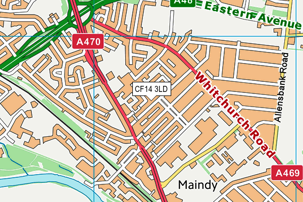 CF14 3LD map - OS VectorMap District (Ordnance Survey)