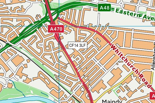 CF14 3LF map - OS VectorMap District (Ordnance Survey)