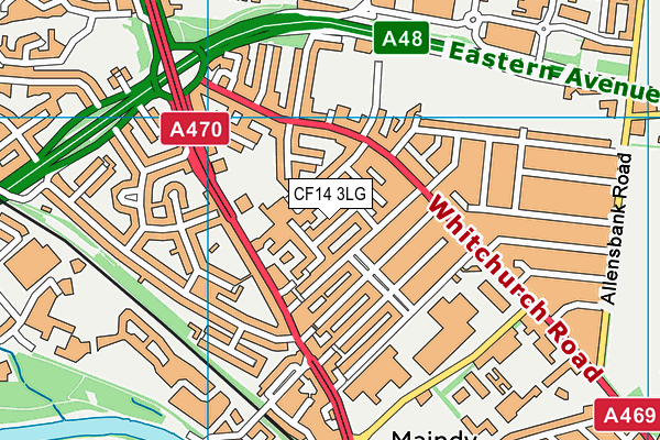 CF14 3LG map - OS VectorMap District (Ordnance Survey)