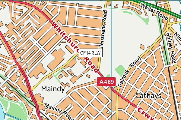 CF14 3LW map - OS VectorMap District (Ordnance Survey)