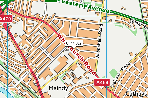 CF14 3LY map - OS VectorMap District (Ordnance Survey)