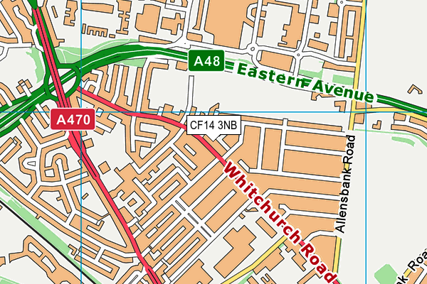 CF14 3NB map - OS VectorMap District (Ordnance Survey)